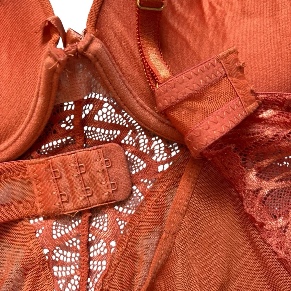 Daisy Fuentes Copper Lace Bodysuit Teddy Med